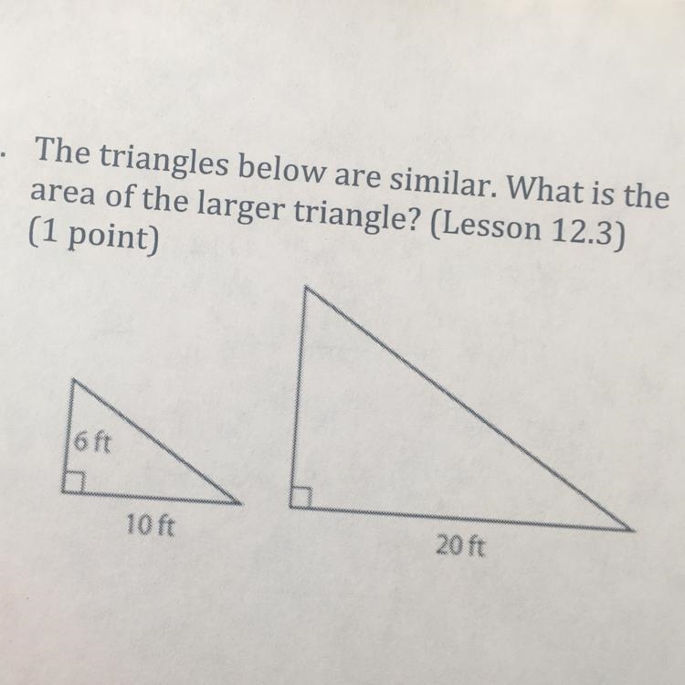 What is the area of the larger triangle-example-1