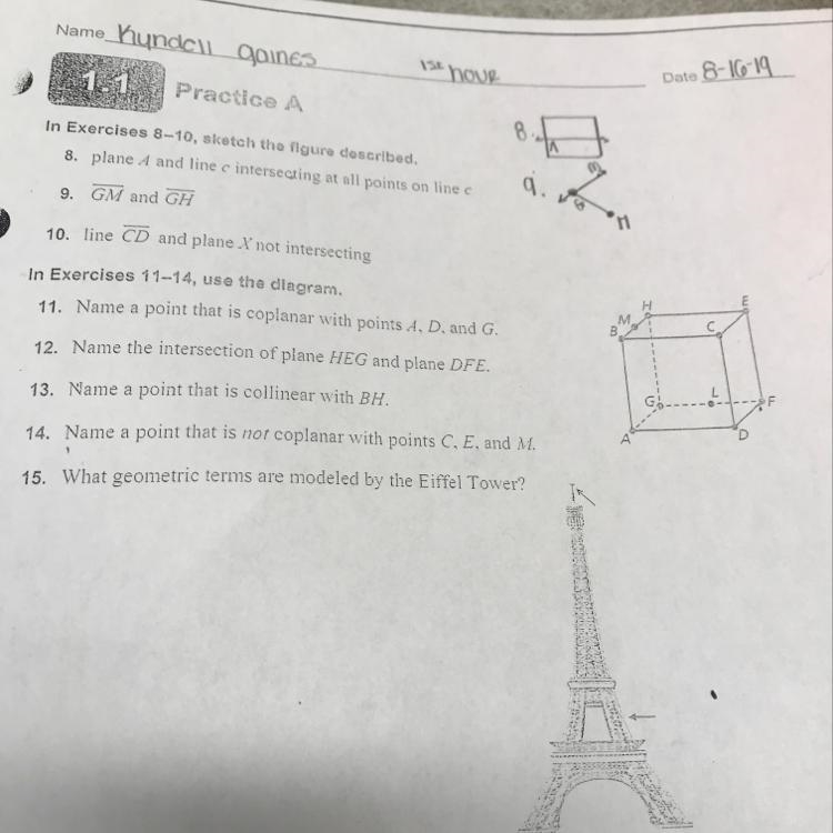 Name a point that is coplanar with points A, D, and G.-example-1