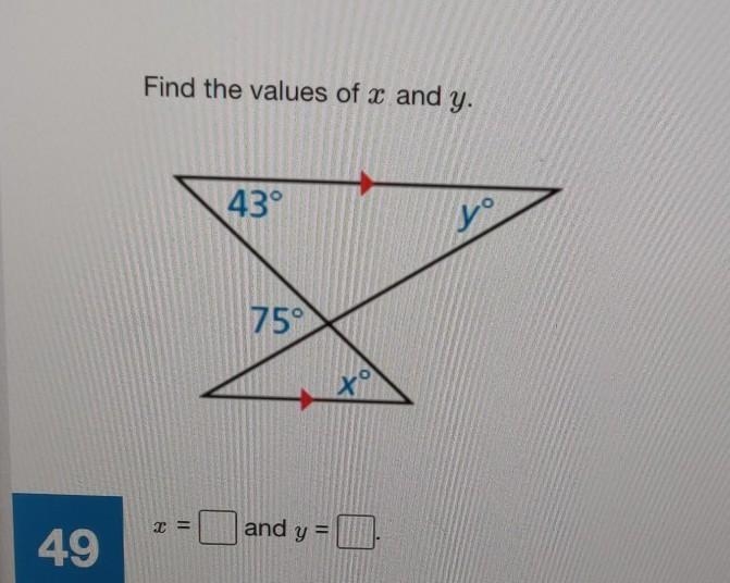 What are the values of x and y​-example-1