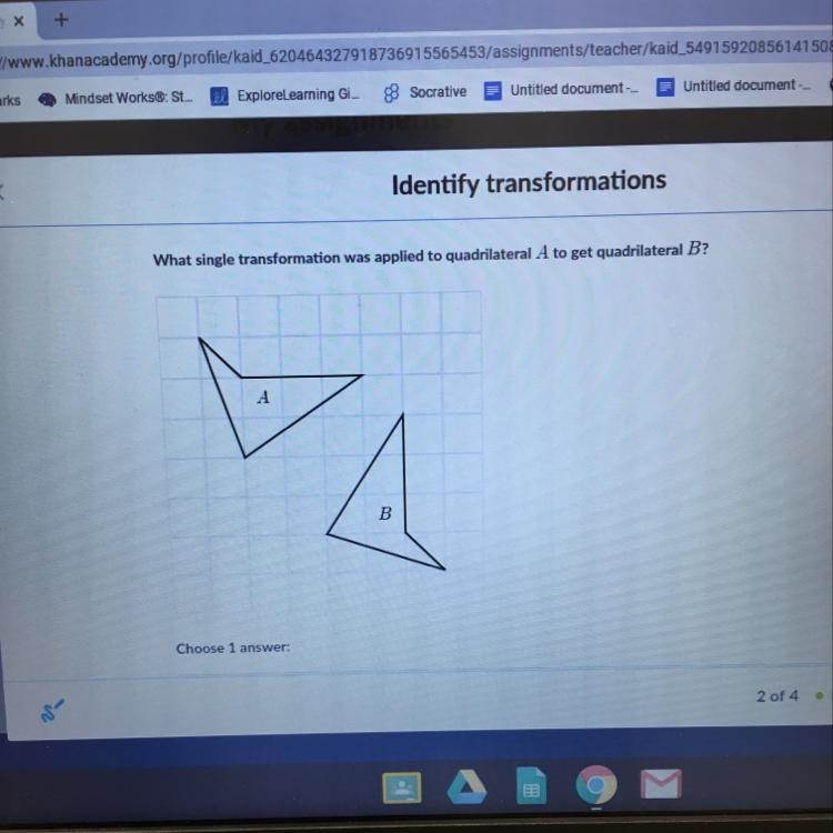 Is it a translation,rotation,reflection or a dilation?-example-1