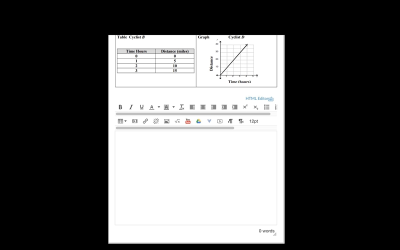 (ASAP NEED TO SUBMIT NOW!!!) What is the Unit Rate for each cyclist? How did you find-example-2