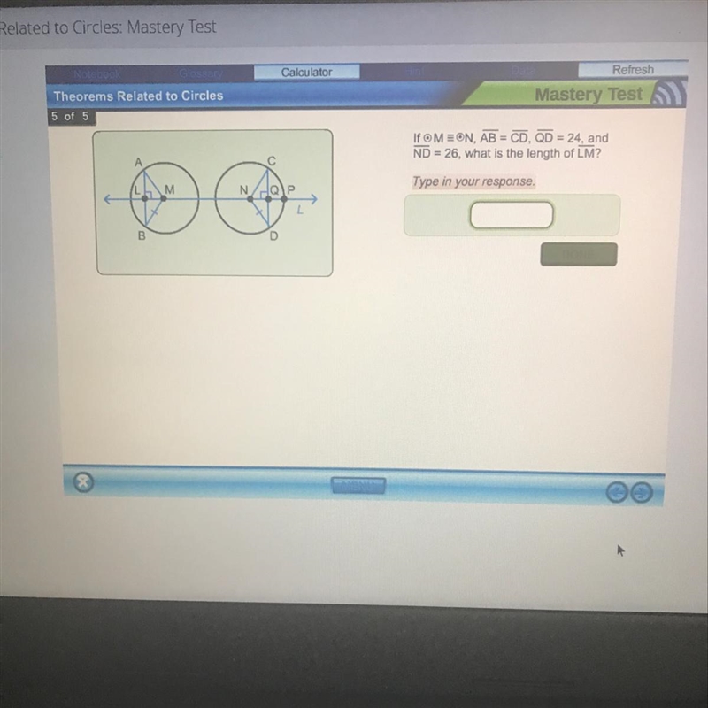 If m = n, Ab = cd, qd = 24, and nd = 26. what is the length of lm?-example-1