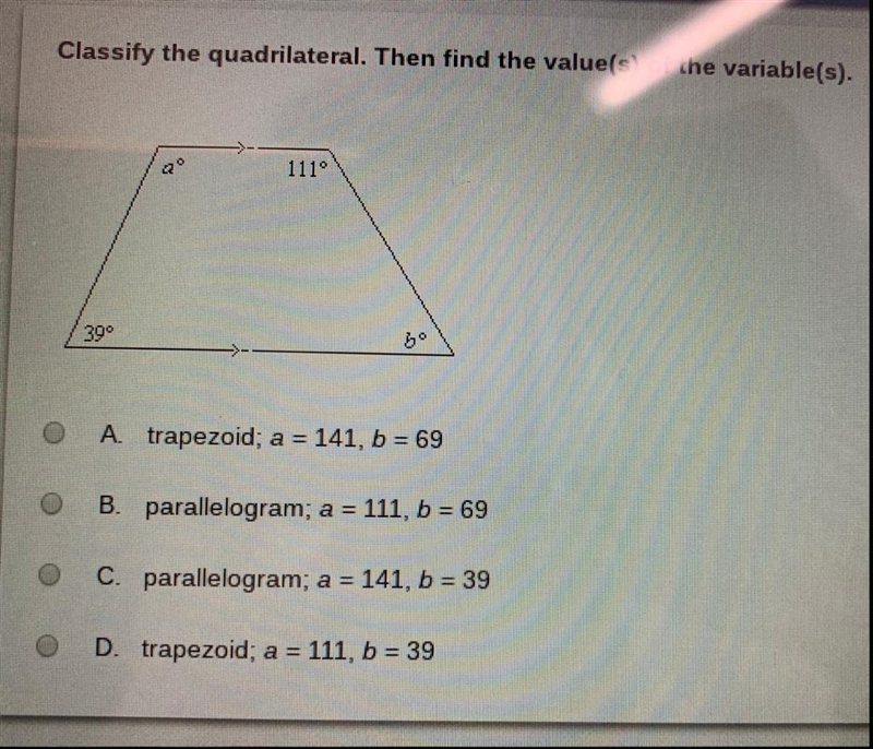 Classify the quadrilateral. Then find the value(s) of the variable(s).-example-1