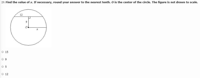 Find the value of x. If necessary, round your answer to the nearest tenth. O is the-example-1