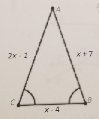 2. Solve for x in the triangle shown below. A) X=-3 B) x = 8 2x-1 C x= 44.5 D) X = 2 X-example-1