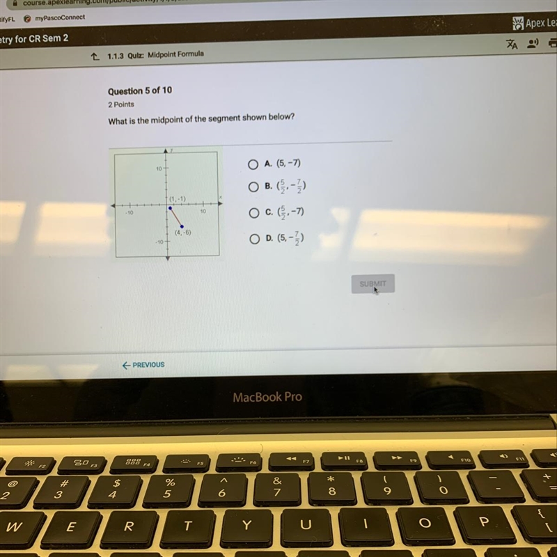 What is the midpoint of the segment shown below ?-example-1