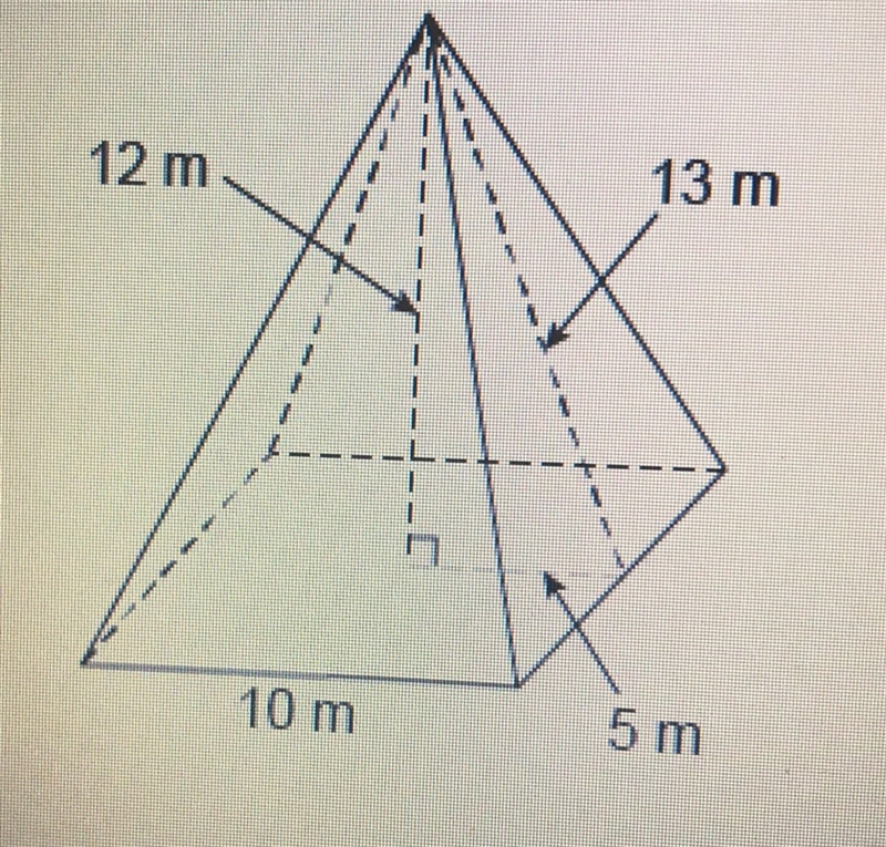 What is the volume of this square pyramid? Enter your answer in the box. ___ m3-example-1