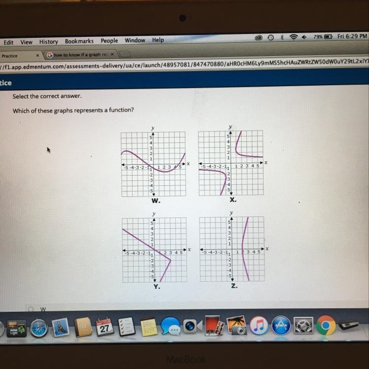 Which one of these graphs represents a function ? ^-example-1