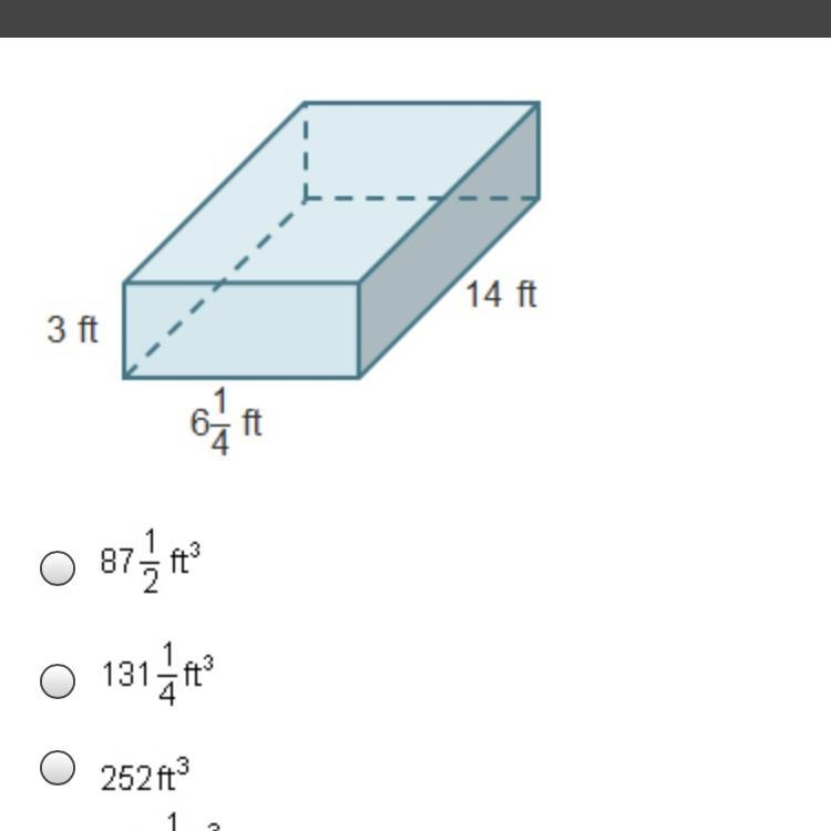 What is the volume of this rectangular prism? A. 87/1/2ft cubed B. 131/1/4ft cubed-example-1