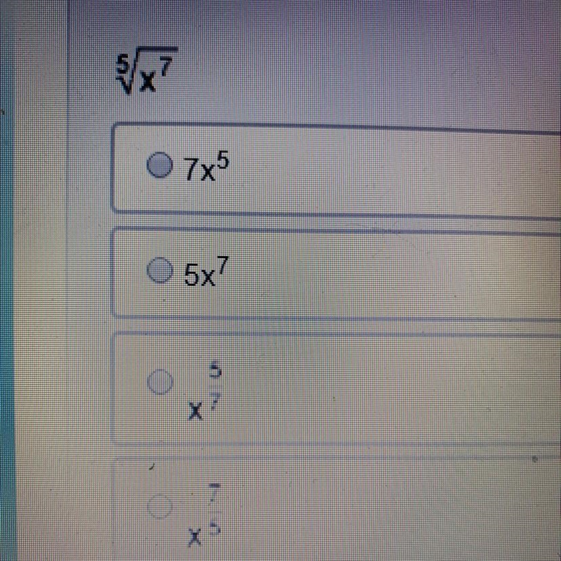 Rewrite the expression with rational exponents as a radical expression.-example-1