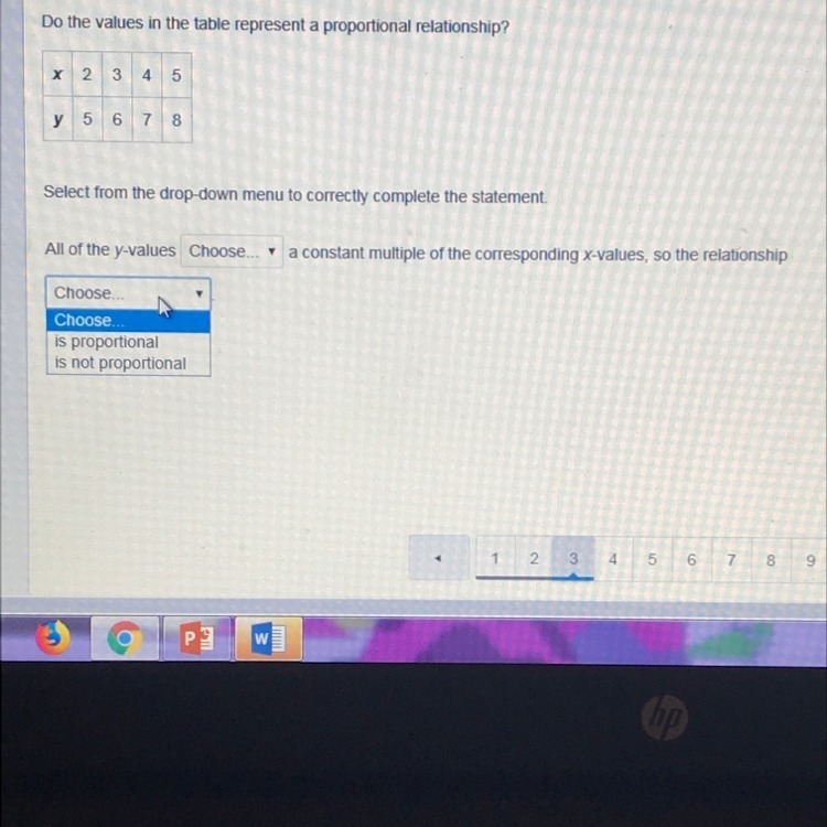 20 POINTS!!! The options are proportional or not proportional and are and are not-example-1