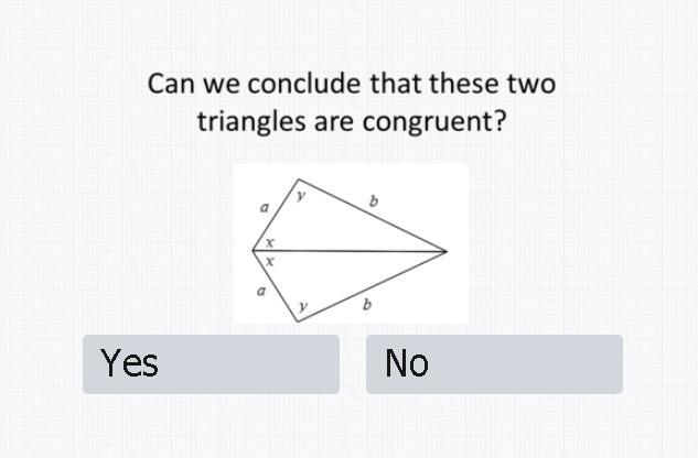 Can we conclude that these two triangles are congruent?-example-1