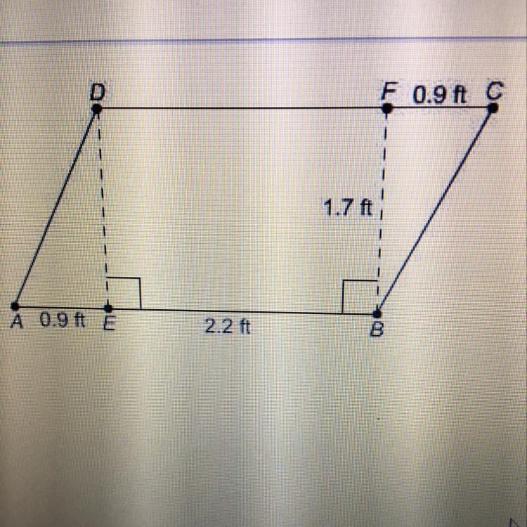 Peta makes a painting on a parallelogram-shape canvas what’s the area of this parallelogram-example-1