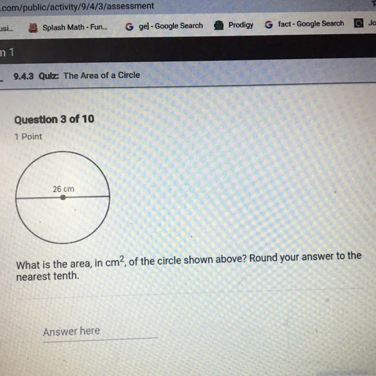 What is the area, in cm², of the circle shown above? Round your answer to the nearest-example-1