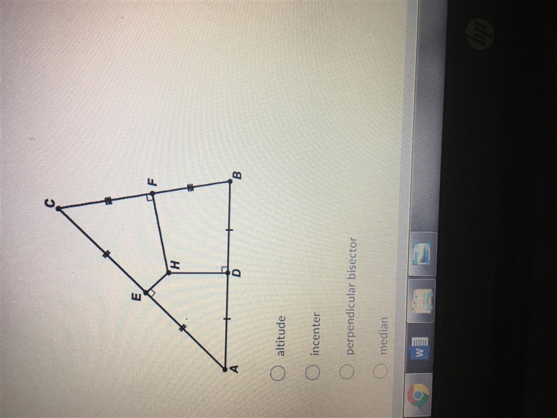 Which term best describes line DH?-example-1