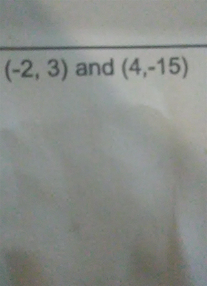 (-2, 3) and (4-15) slope intercept form math y=mx+b​-example-1