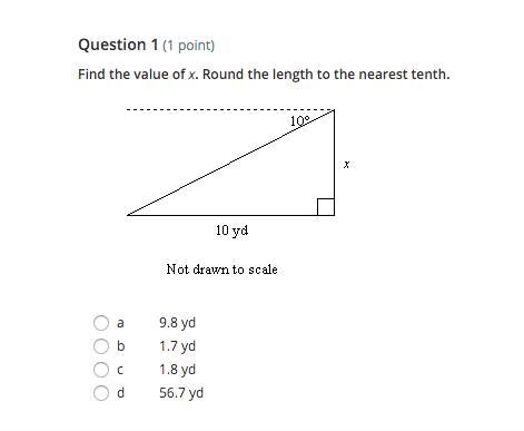 Help with geometry, Find the value of x. Round the length to the nearest tenth.-example-1