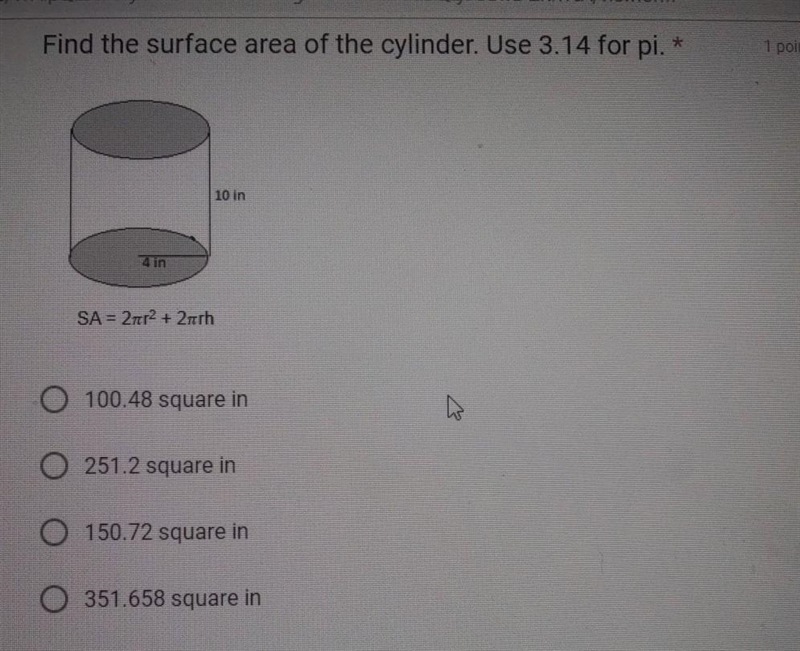 Find the surface area of the cylinder use 3.14 for pi​-example-1