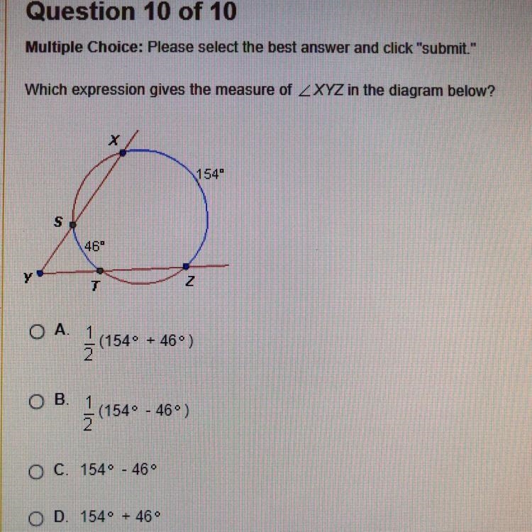 Which expression gives the measures of XYZ in the diagram below?-example-1