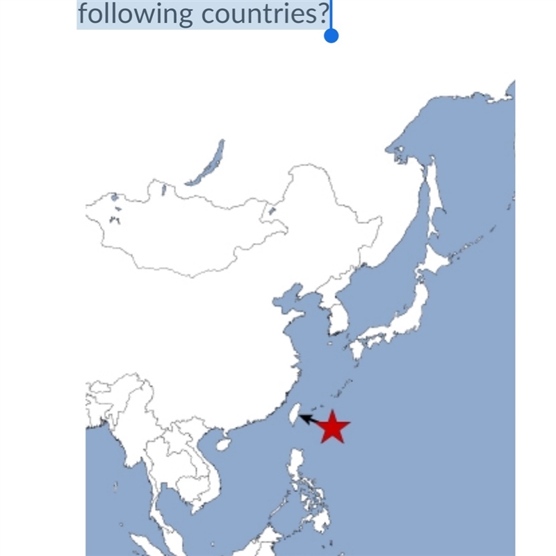 On the map of Asia, the star is marking which of the following countries?-example-1