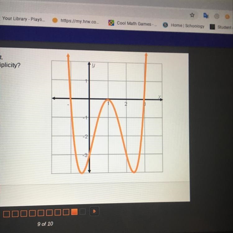 The graph of f(x) is given on the right. Which roots of f(x) have an odd multiplicity-example-1