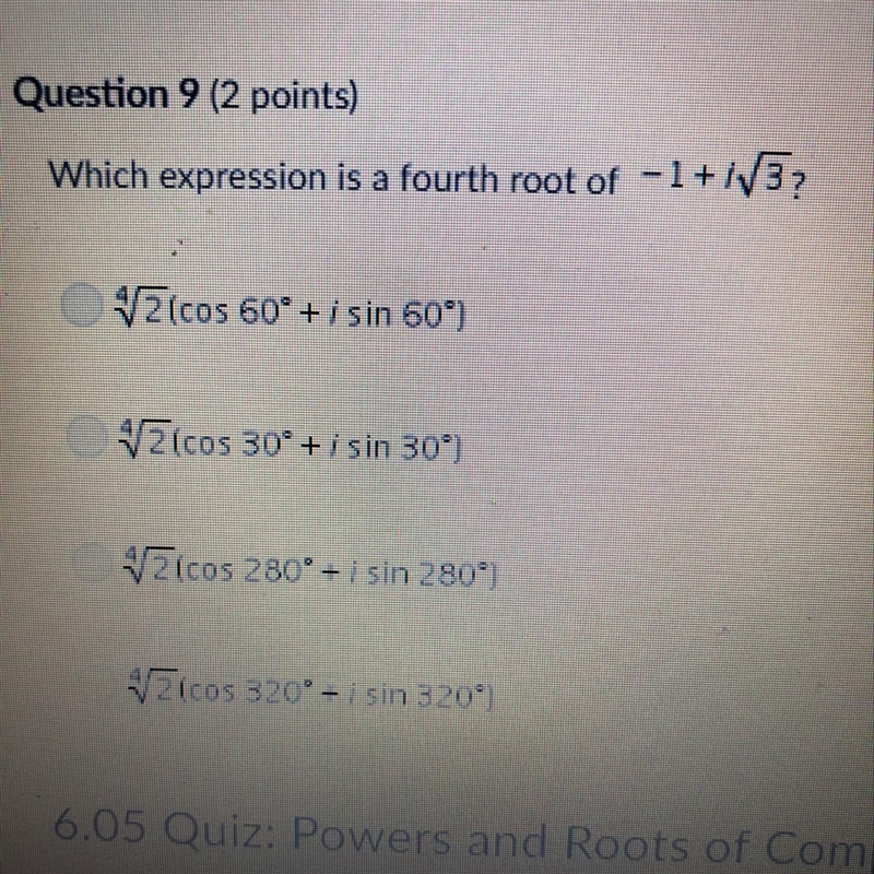 Which expression is a fourth power root of .....-example-1