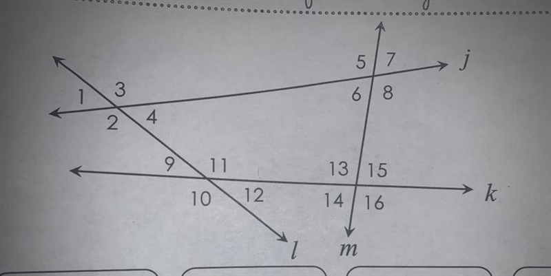 Name the consecutive (same side) exterior angles and interior angles-example-1