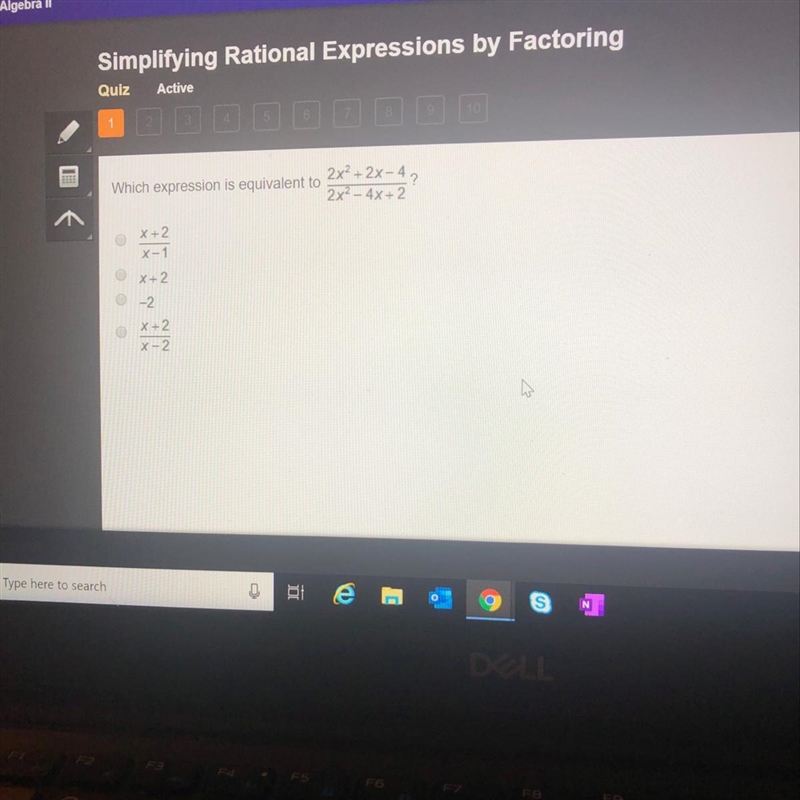 Which expression is equivalent to 2x^2+2x-4/2x^2-4x+2-example-1