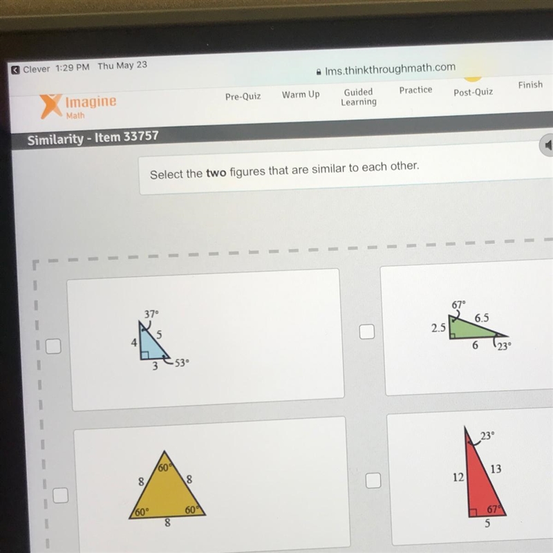 Select the two figures that are similar to each other.-example-1