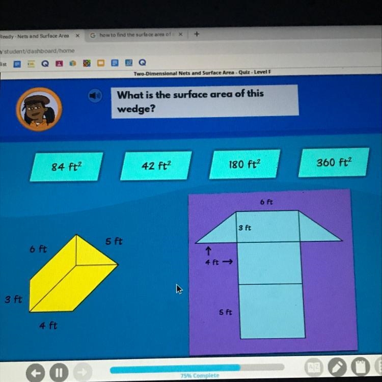 What is the surface area of this wedge?-example-1