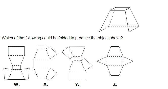 Which of the following could be folded to produce the object above-example-1