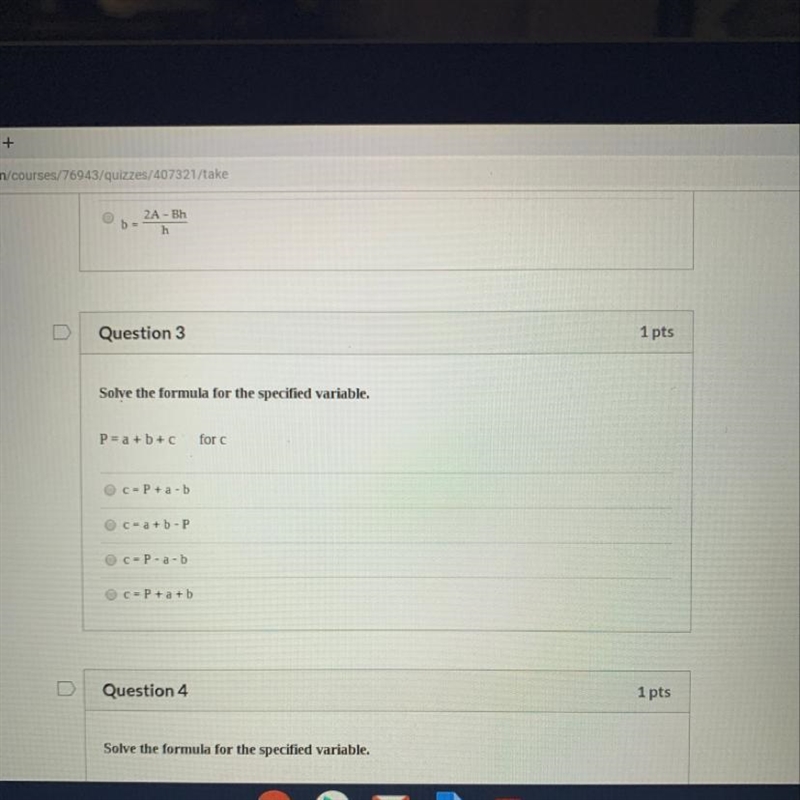 Question 3, solve the formula for the specified variable-example-1