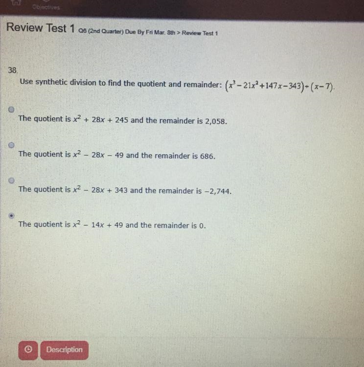 Help needed !!! Use synthetic division to find the quotient and remainder!!!-example-1