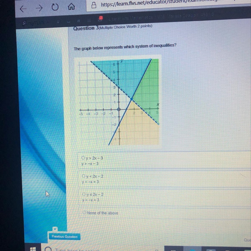 The graph represents which system of inequalities?-example-1