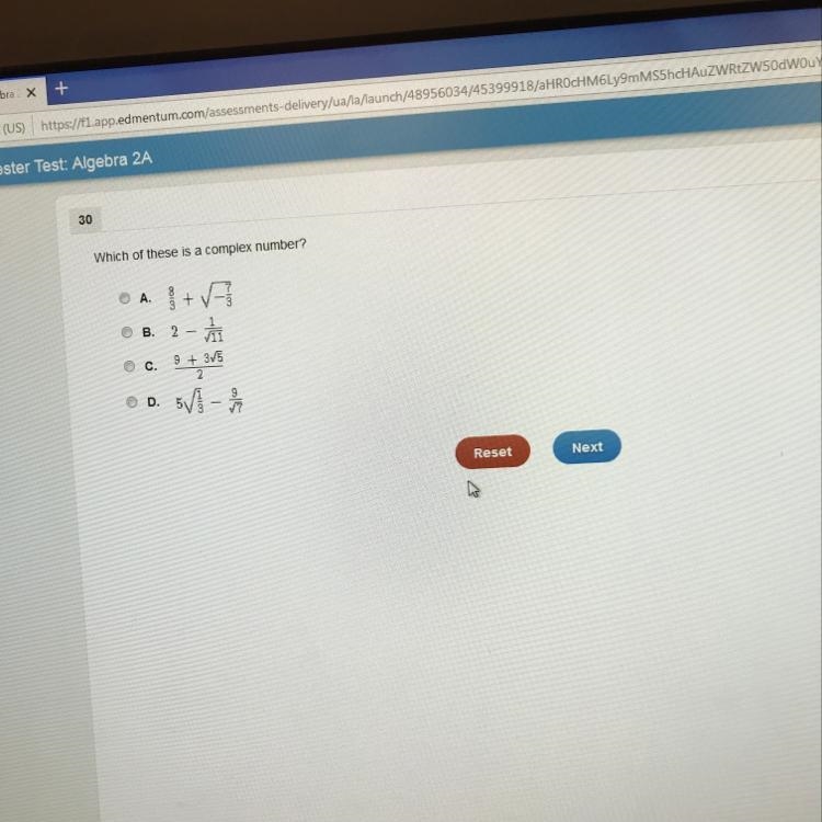 Which of these is a complex number?-example-1