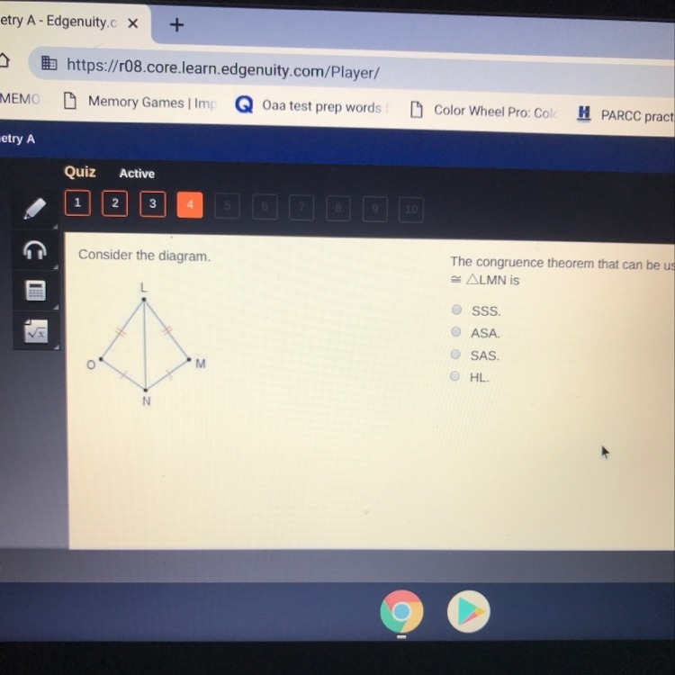 The congruence theorem that can be used to prove triangle LON is congruent to triangle-example-1