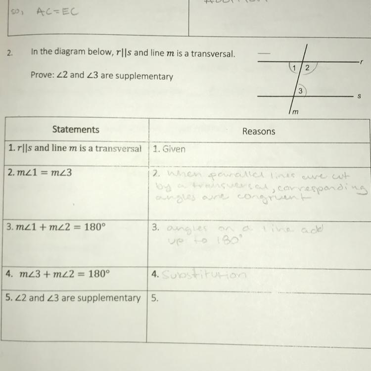 What is the reason that m<2 and m<3 are supplementary-example-1