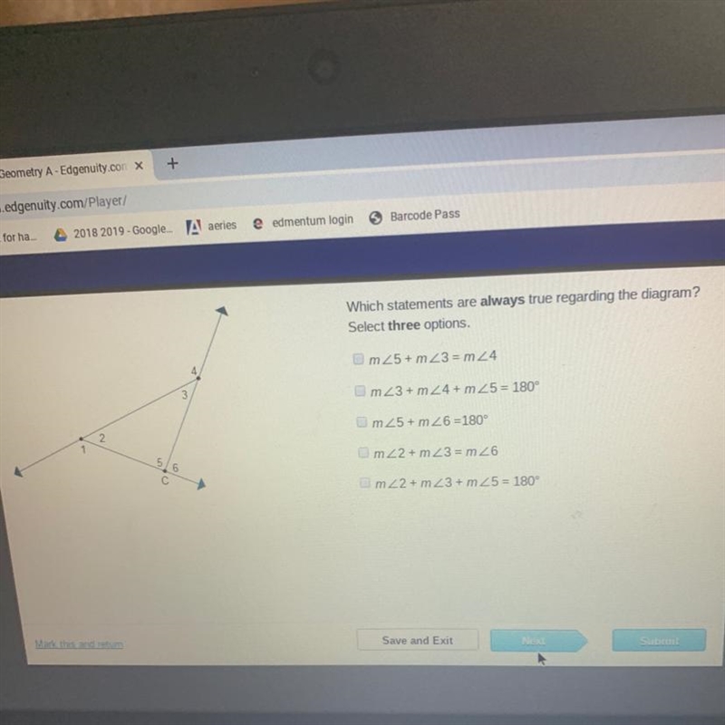 Which statements are always true regarding the diagram? Select three option. (Picture-example-1