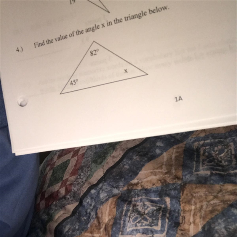 Find the value of the angle x in the triangle below-example-1