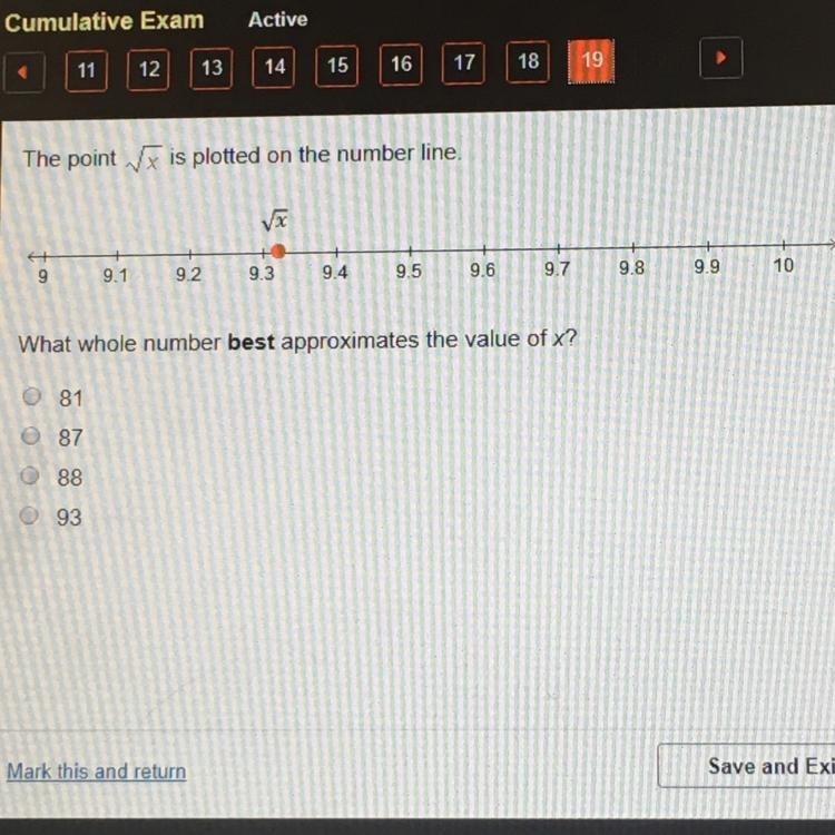 What whole number best approximates the value of x?-example-1