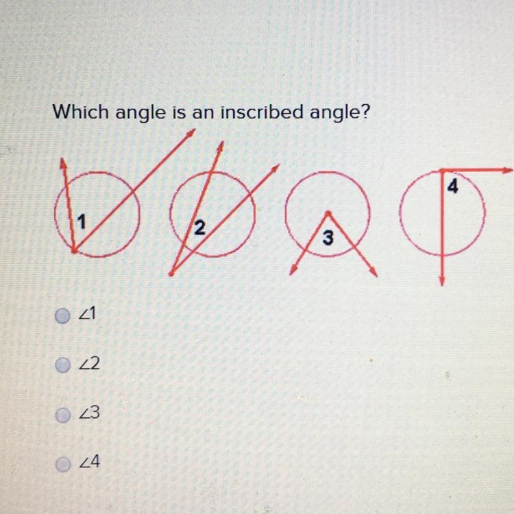 Which angle is an inscribed angle 1 2 3 4-example-1