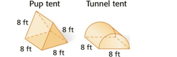 A company sells tents in two styles, shown below. The sides and floor of each tent-example-1