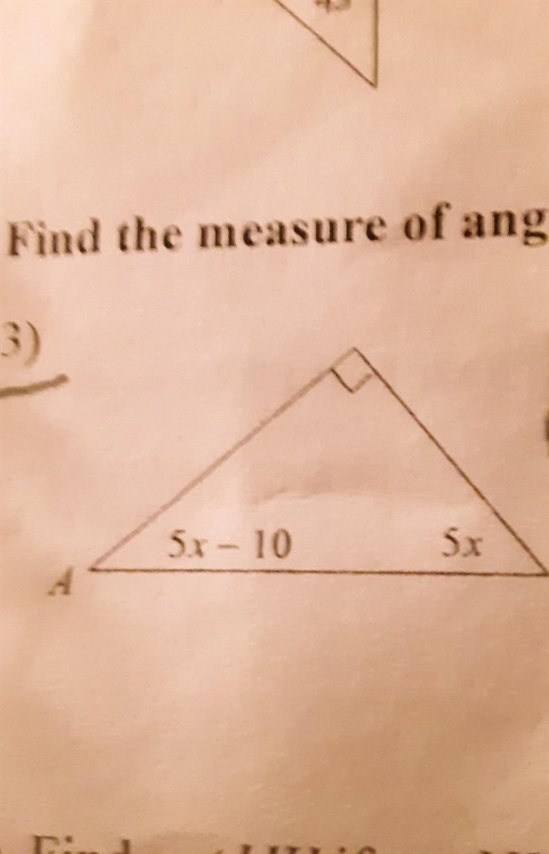 Find the measure of angle A​-example-1