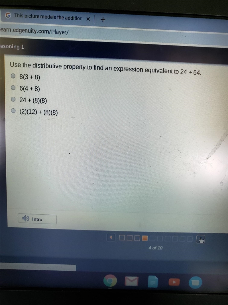 Use the distributive property to find an expression equivalent to 24 + 64 ​-example-1