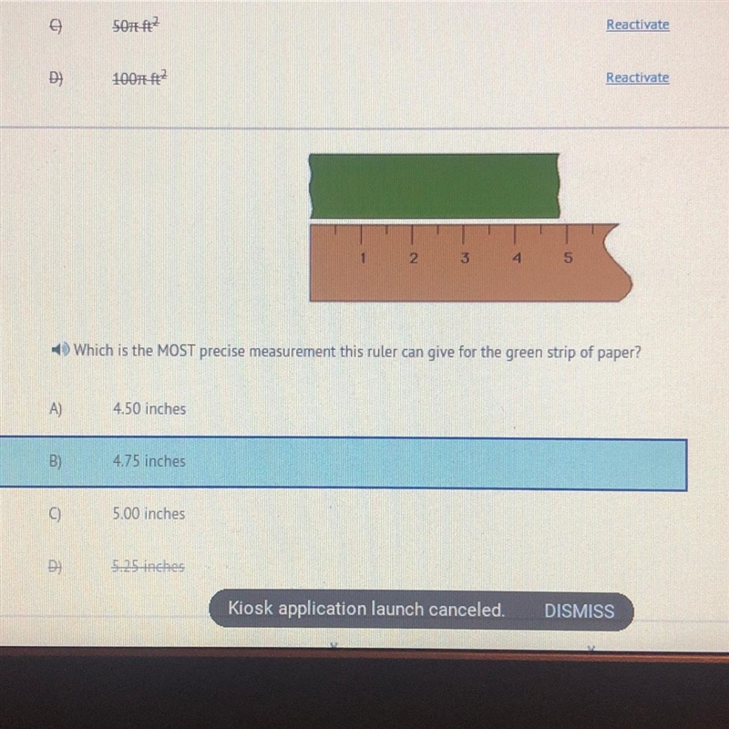 What is the MOST precise measurement this ruler can give for the green strip?-example-1