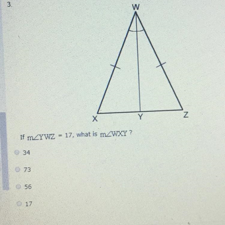 PLEASE HELP ASAP If mZYWZ - 17, what is mw ? 34 73 56 17-example-1