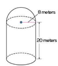 A silo has the dimensions shown. What is the volume of the silo?-example-1