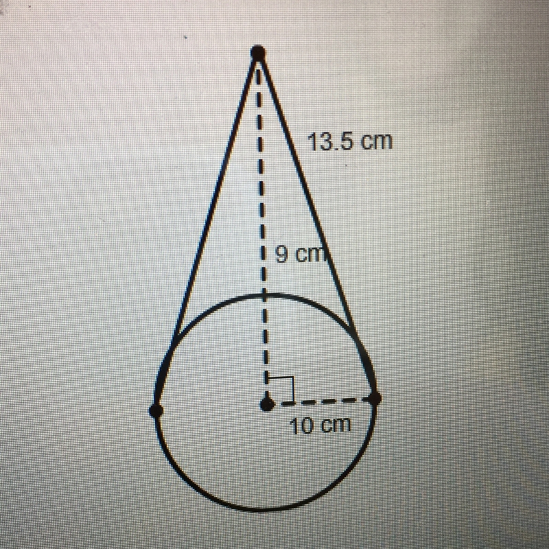 What is the volume of this right cone? • 27π cm³ • 200π cm³ • 213π cm³ • 300π cm³-example-1