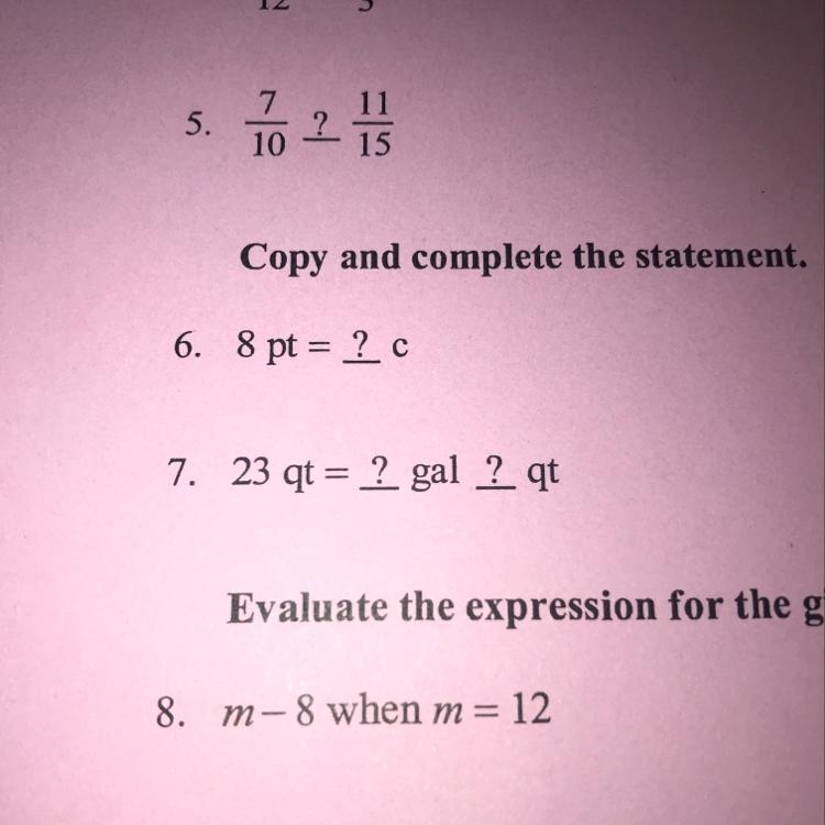 23 qt = ? gal ? qt Only number 7-example-1