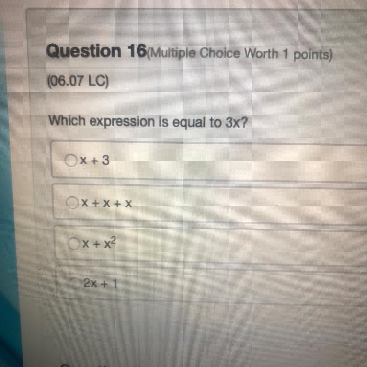 Which expression is equal to 3x?-example-1